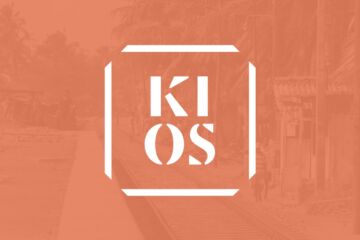 KIOS logo, white text on orange background.