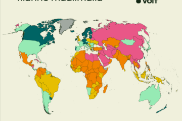 Kuvassa karttamuodossa esiteltynä kansalaisyhteiskunnan tilanne maailmalla